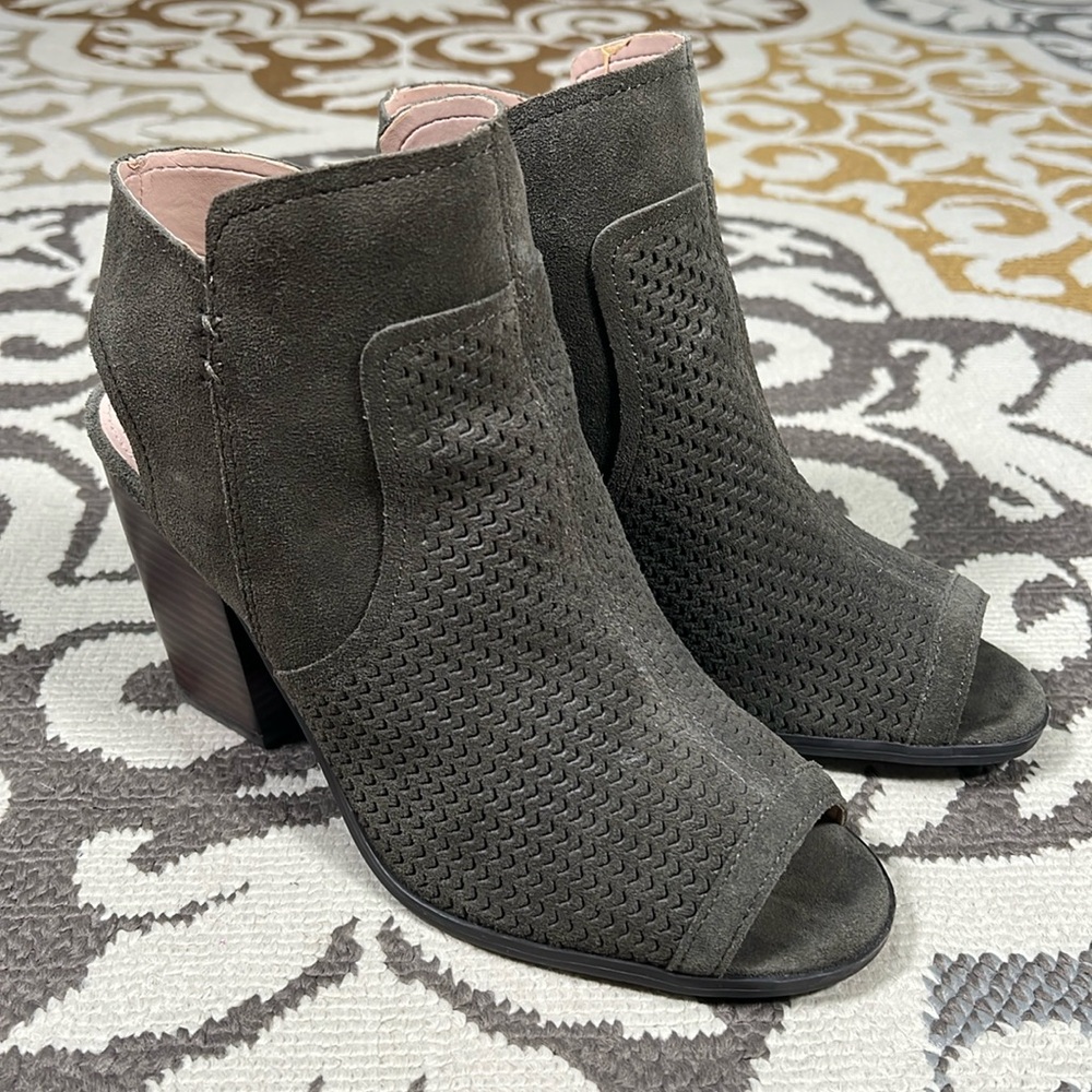 Essex Lane open toe bootie in dark green
